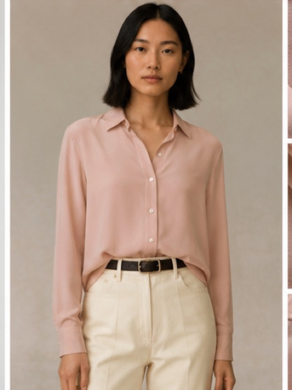 Everlane 100% Silk Blush Pink Button-Up Shirt Minimalist Size 2 NWOT
